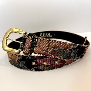 VTG Floral Tapestry Belt Large Womens